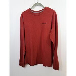 Patagonia Shirt Mens Medium Orange Long Sleeve Responsibili-Tee Graphic Outdoor